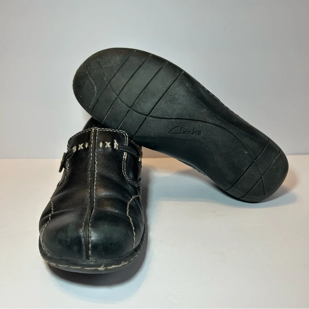 Clarks Womens Un Loop Brown Leather Loafers Slip On‎ Comfort Shoes Size 6